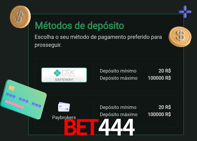 O cassino Bet444 oferece uma grande variedade de métodos de pagamento